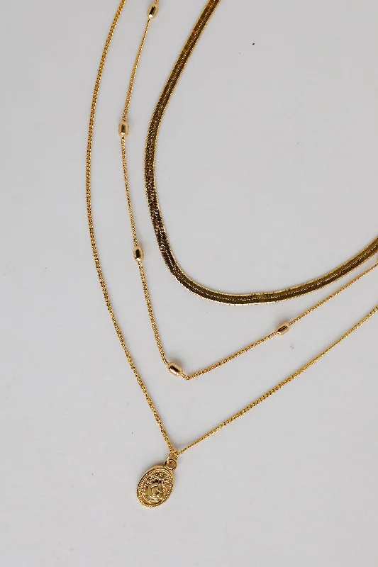 Custom gold necklace for women-Alison Gold Layered Chain Necklace