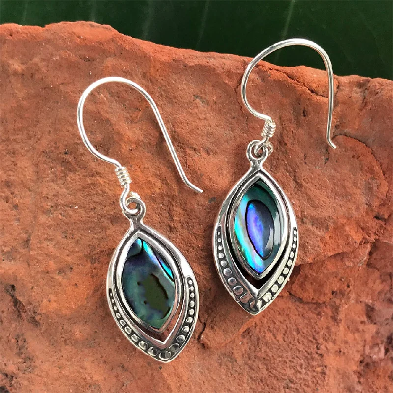 Custom hoop earrings for women-Translucent Earrings, Abalone - Sterling Silver, Indonesia