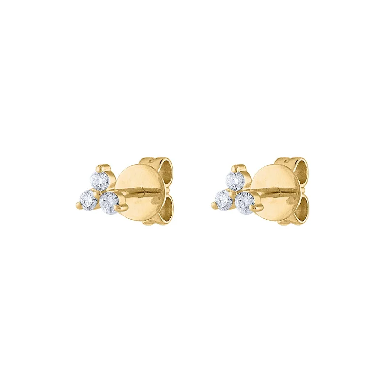 Elegant diamond earrings for women-14KT GOLD THREE DIAMOND SMALL EARRING