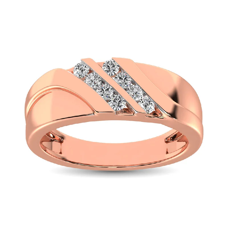 Vintage-style engagement ring for women-10K Rose Gold 1/3 Ct.Tw.Diamond Mens Ring