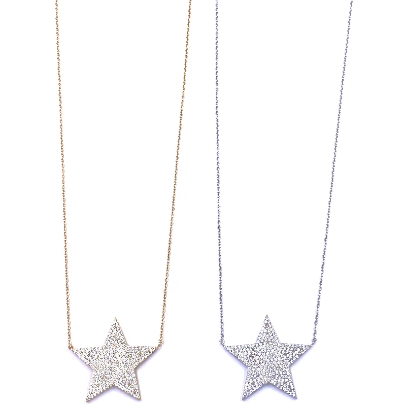 Silver heart necklace for women-Ashley Gold Sterling Silver Large CZ Star Pendant Necklace