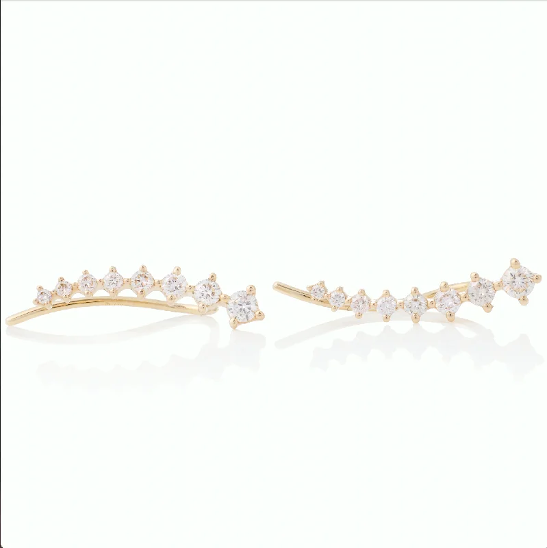 Unique diamond earrings for women-Floating Bezel Diamond Crawler