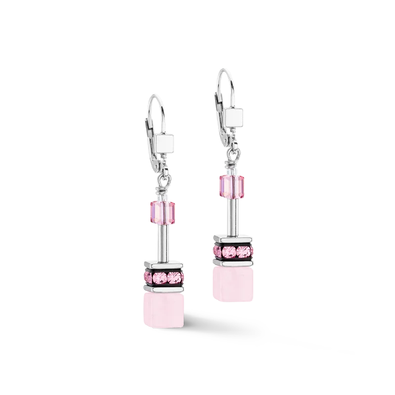 Drop earrings for women-GeoCUBE® Iconic Precious earrings rose