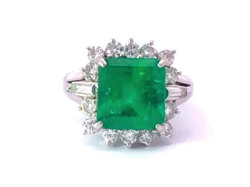 Infinity engagement ring for women-GIA Rare 4.24 ct. Fine Colombian Emerald & Diamond Platinum Ring