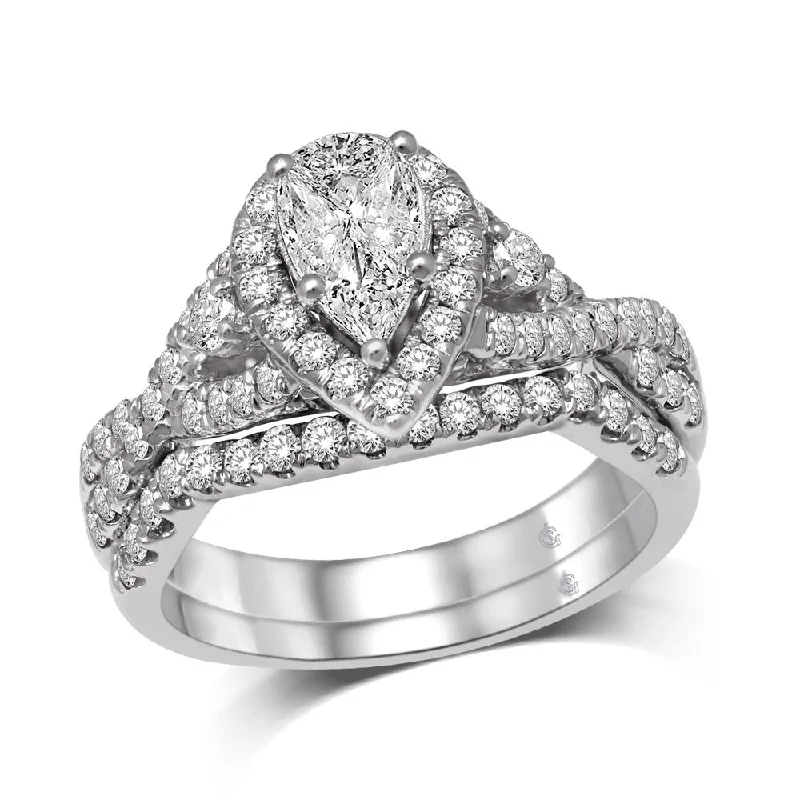 Elegant engagement ring for women-Lovecuts 14K White Gold 1 1/2 Ct.Tw.Diamond Bridal Ring