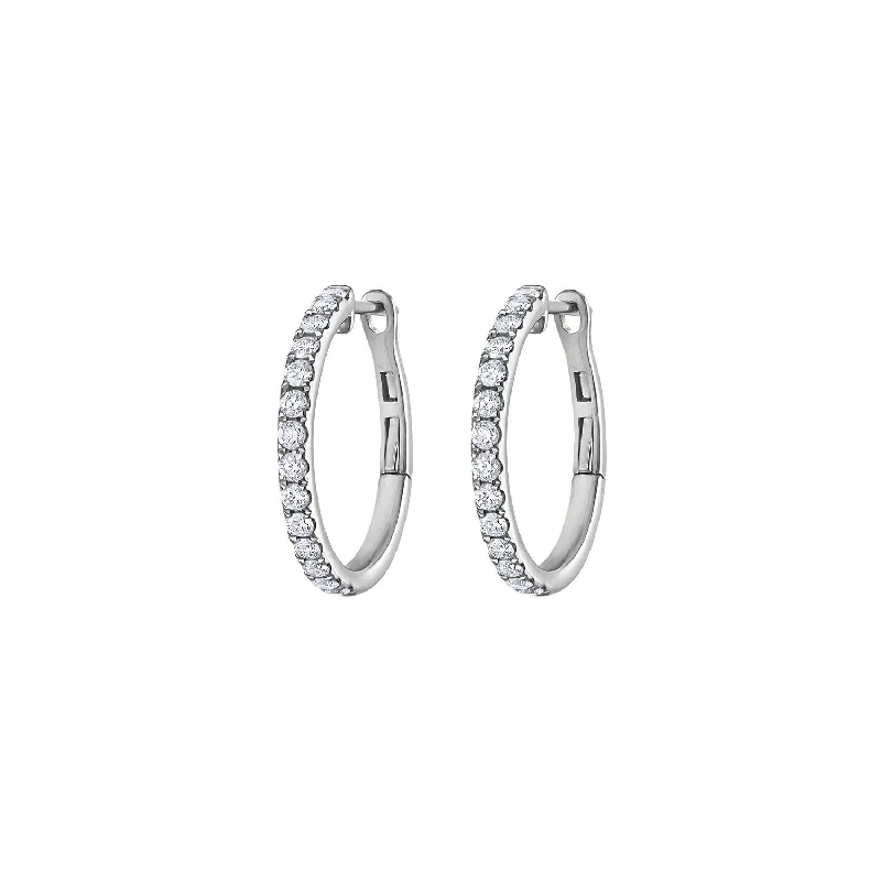 Fashionable earrings for women-14KT GOLD DIAMOND THICK HOOP EARRING