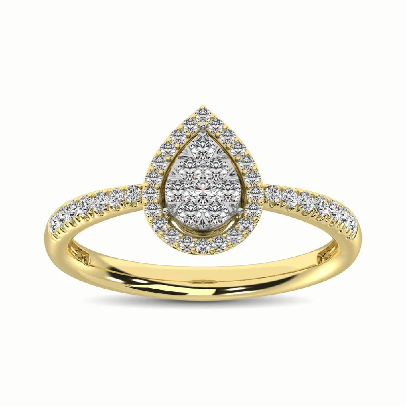 Halo engagement ring for women-14K Yellow Gold 2/5 Ct.Tw. Diamond Fashion Ring