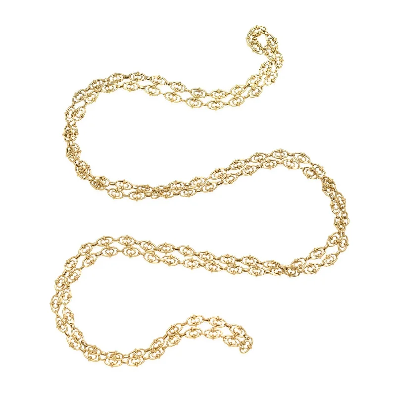 Birthstone gold necklace for women-Victorian 18kt Fancy Link Chain Necklace 44.5g