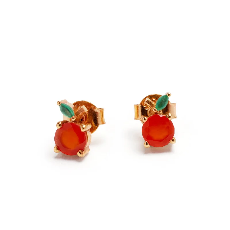 Crystal earrings for women-Orange Stud Earring Pair