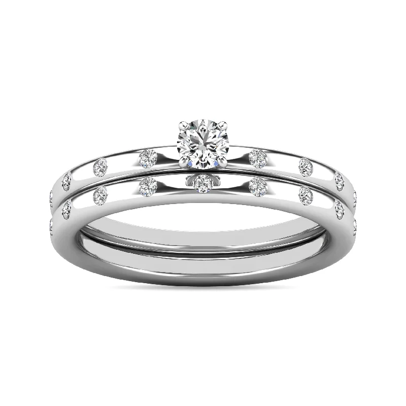 Solitaire engagement ring for women-Diamond 1/3 ct tw Bridal Ring in 10K White Gold