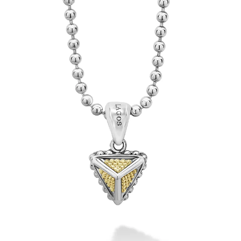 Silver pendant necklace for women-KSL Caviar Pyramid Pendant Necklace