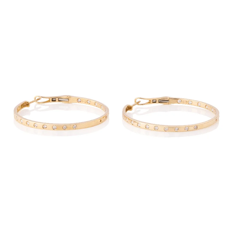 Custom hoop earrings for women-Diamond Dot Hoops