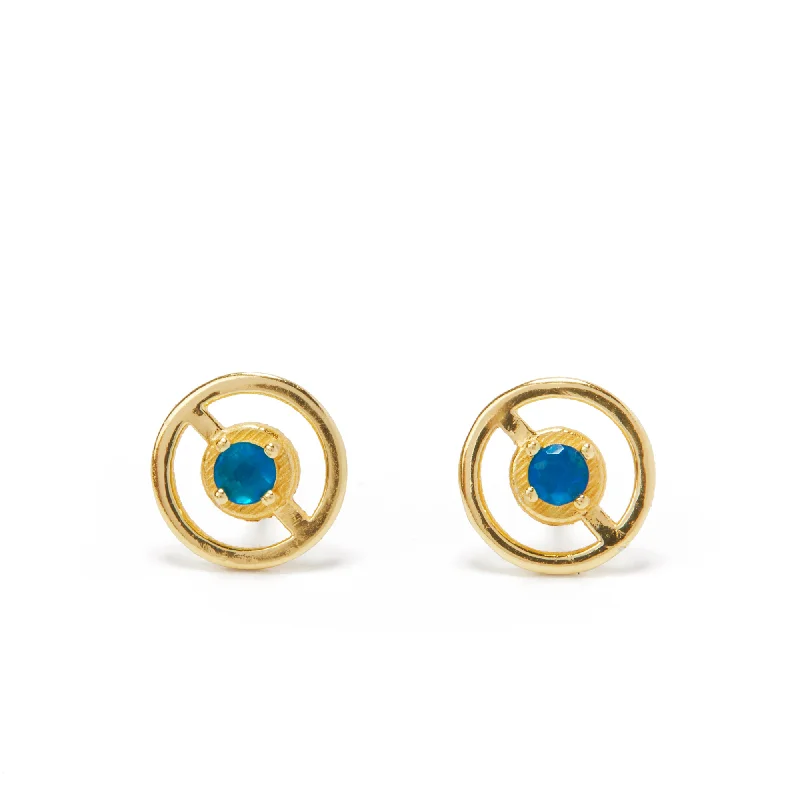 Gold dangle earrings for women-Third Eye Stud Earrings