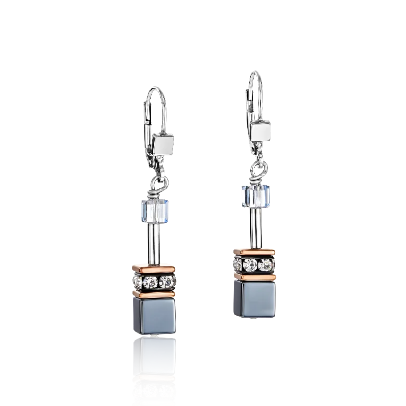 Birthstone earrings for women-GeoCUBE® Earrings ice blue