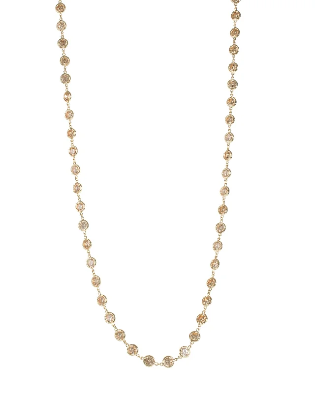 Gold chain necklace for women-36" Gold Plated Round Bezel Set Necklace