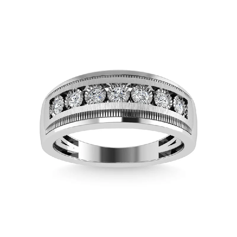 Engagement ring set for women-Diamond 1/4 Ct.Tw. Channel Set Mens Band in 10K White Gold