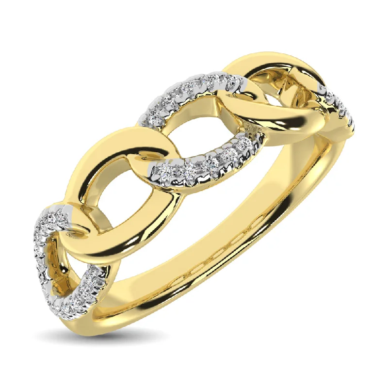 Simple engagement ring for women-14K Yellow Gold 1/6 Ct.Tw. Diamond Interlinked Annivesary Band