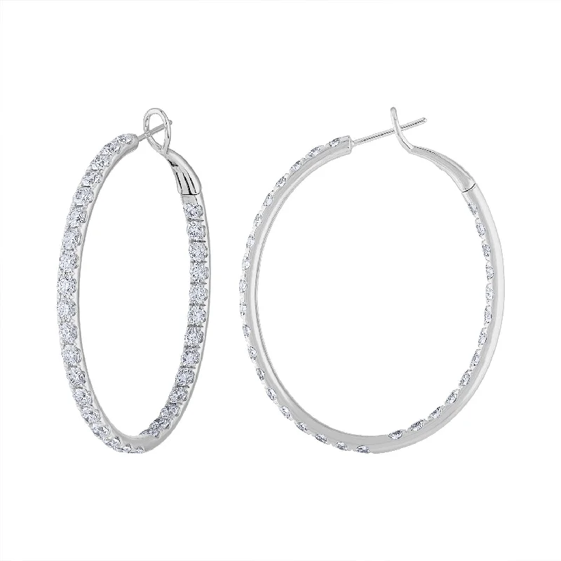 Designer earrings for women-18KT GOLD DIAMOND LARGE OVAL HOOP EARRING