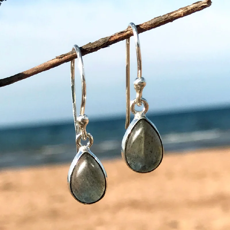 Classic earrings for women-Labradorite Teardrop Earrings, India