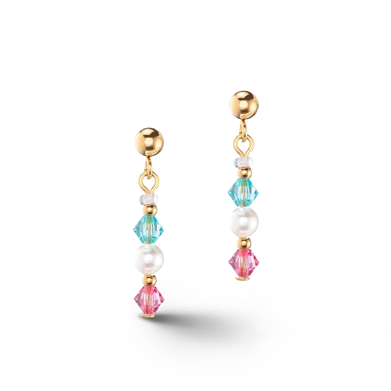 Beautiful earrings for women-Princess Pearls earrings gold multicolour