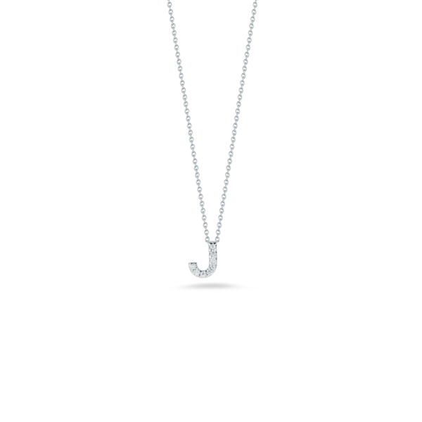 Elegant necklace for women-18K WHITE GOLD TINY TREASURES DIAMOND LOVE LETTER “J” NECKLACE