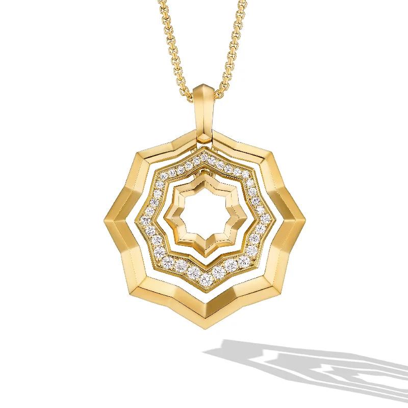 Fashionable necklace for women-Stax Zig Zag Pendant Necklace in 18K Yellow Gold with Diamonds\, 28mm