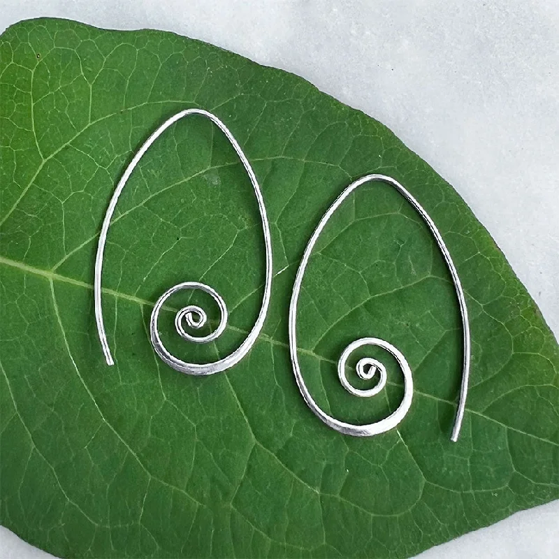 Luxury earrings for women-Spiral Around Earrings - Sterling Silver, Indonesia