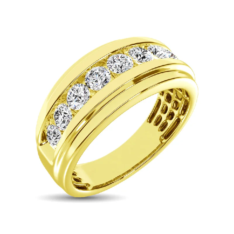 Antique-inspired engagement ring for women-10K Yellow Gold 1 Ct.Tw. Diamond Satin Finish Mens Band