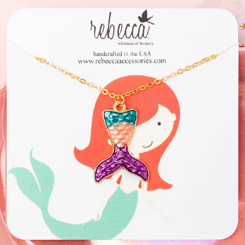 Custom pendant for necklace for women-Mermaid Tail Enamel Charm Necklace