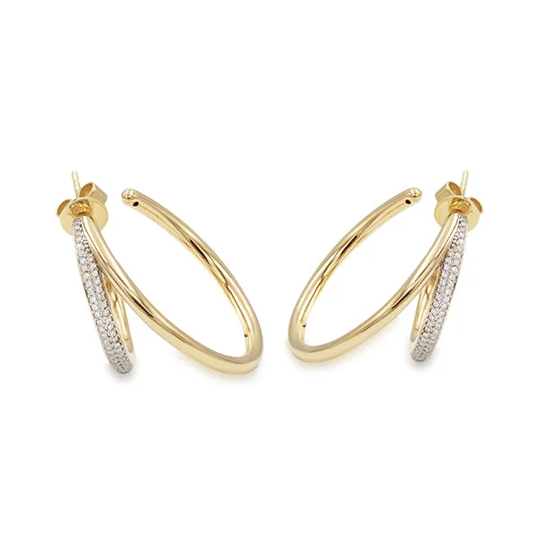 Adjustable earrings for women-Madre Thin Double Line Claw Hoops