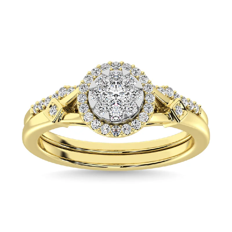 Art deco engagement ring for women-Diamond 1/2.Tw. Bridal Ring in 10K Yellow Gold