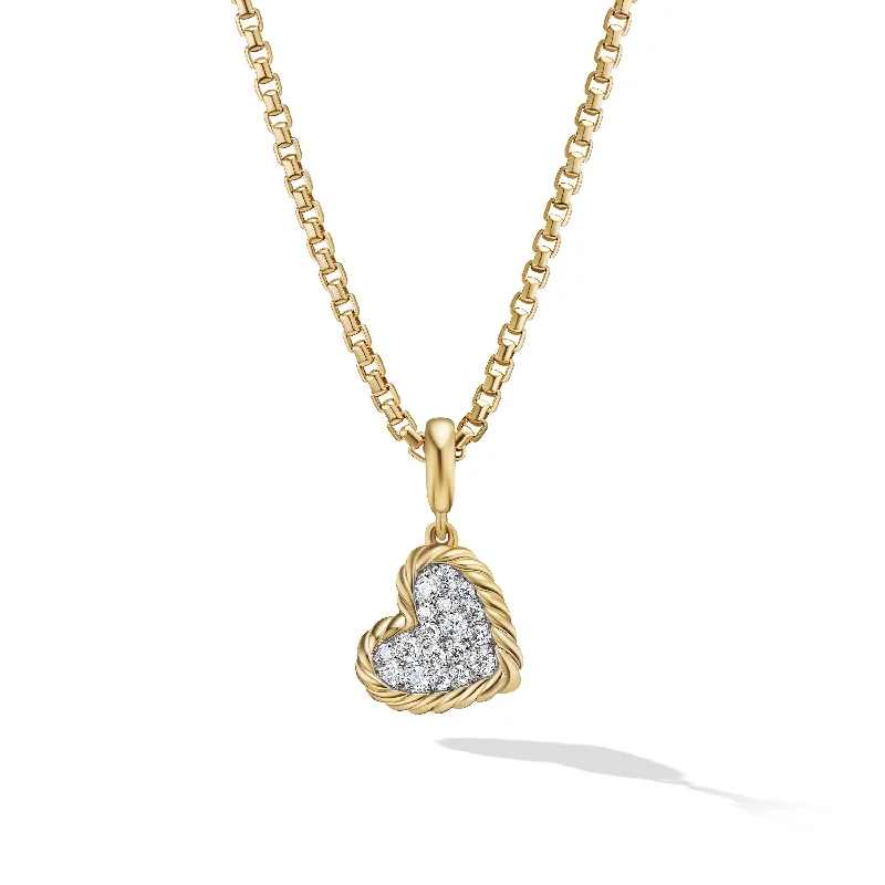 Circle necklace for women-DY Elements® Heart Pendant in 18K Yellow Gold with Diamonds\, 12.6mm