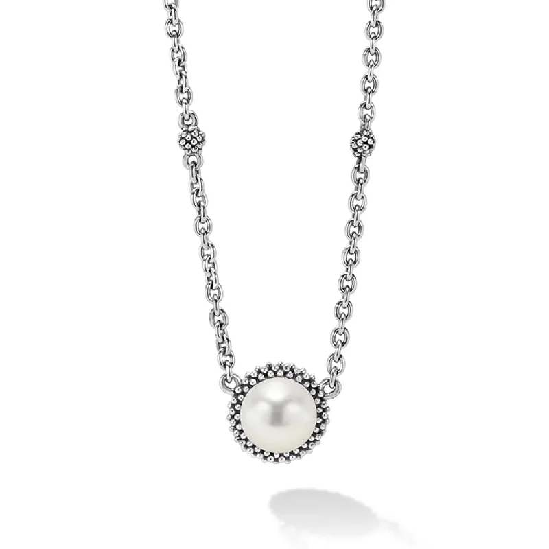 Simple chain necklace for women-Luna Pearl Pendant Necklace