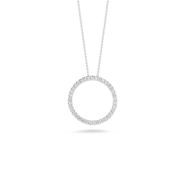 Multi-layer necklace for women-18K WHITE GOLD TINY TREASURES MEDIUM DIAMOND CIRCLE NECKLACE