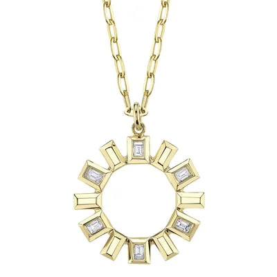 Minimalist necklace for women-0.21CT DIAMOND BAGUETTE BEZEL GEO CUT PAPER CLIP LINK NECKLACE