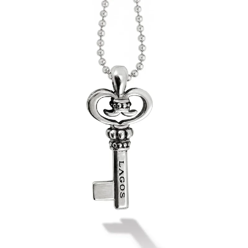 Trendy necklace for women-Signature Caviar Key Pendant Necklace