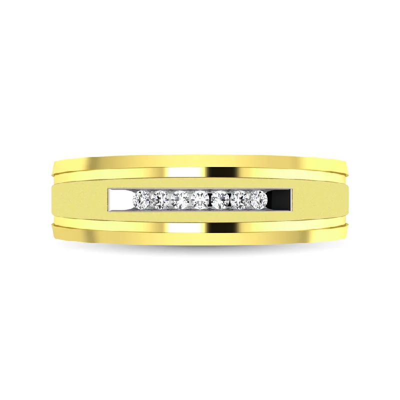 Halo engagement ring with diamonds for women-10K Yellow Gold 1/10 Ct.Tw. Diamond Comfort Fit Mens Band