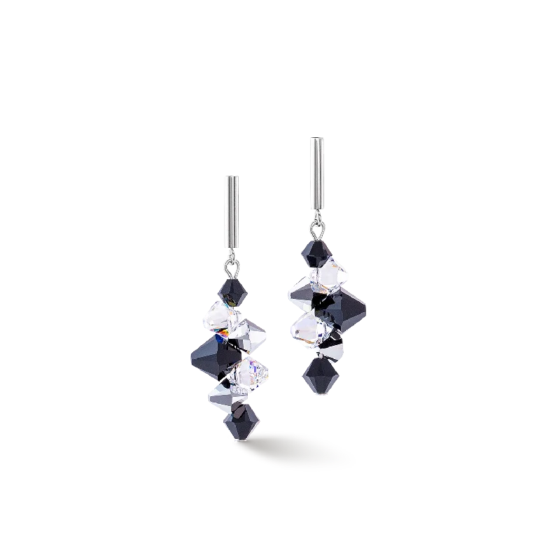 Boho earrings for women-Dancing Crystals Update earrings silver-black