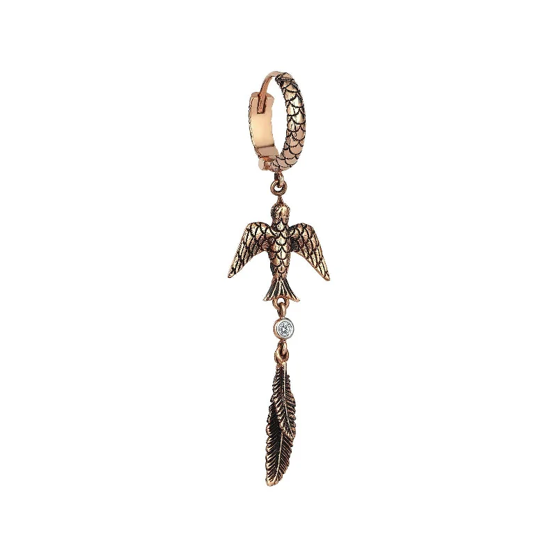 Drop hoop earrings for women-Sparrow Feather Earring