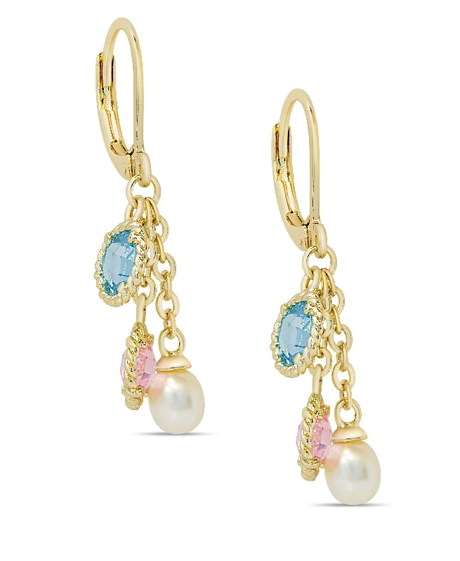 Emerald earrings for women-CZ & Pearl Charms Earrings