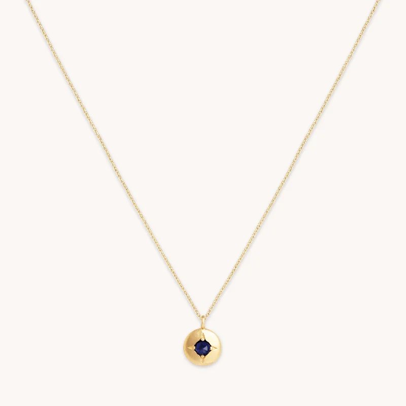 Designer necklace for women-September Sapphire Birthstone Necklace in Solid Gold