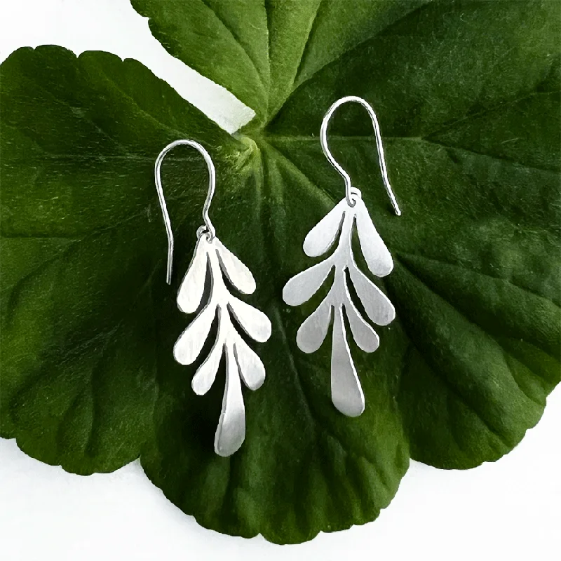 Fancy earrings for women-Lovely Leaf Earrings - Sterling Silver, Indonesia