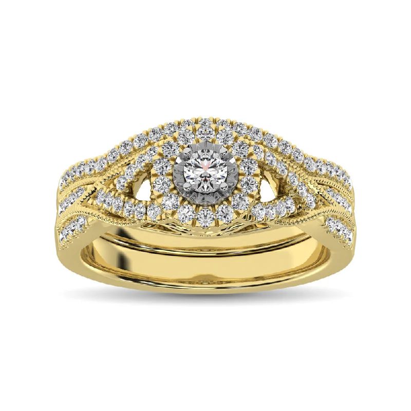 Solitaire engagement ring for women-10K Yellow Gold 1/2 Ct.Tw. Diamond Bridal Ring