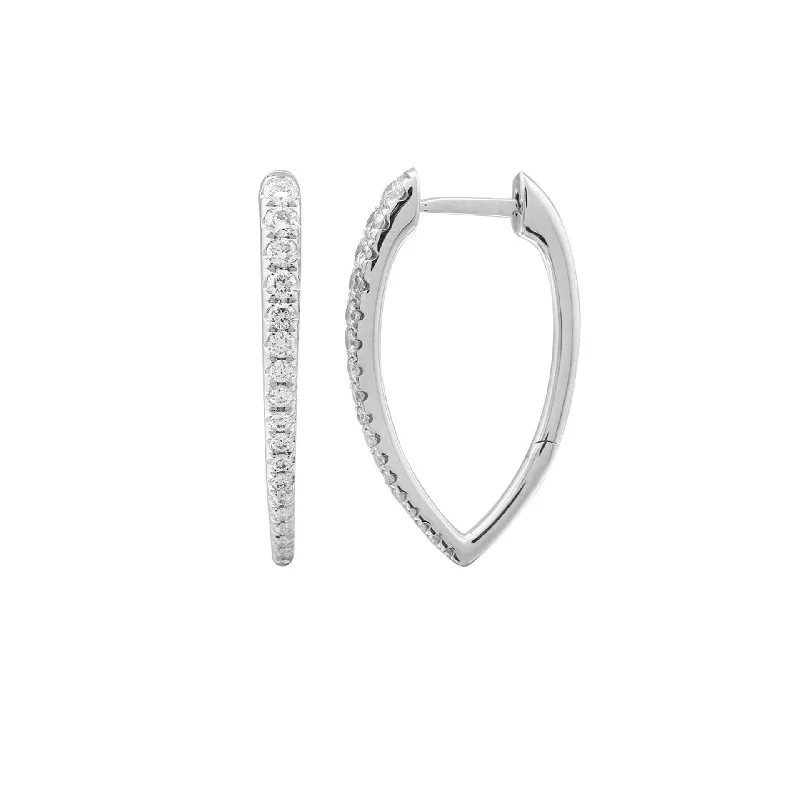 Double stud earrings for women-Petal Diamond Hoops