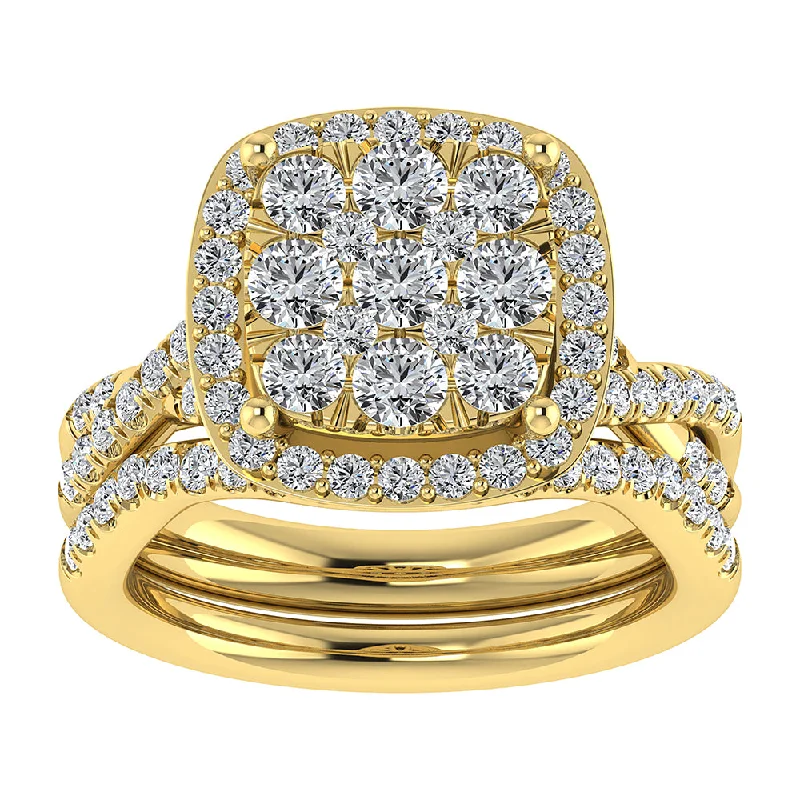 Engagement ring with colored stones for women-Diamond 2 Ct.Tw. Bridal Ring in 14K Yellow Gold