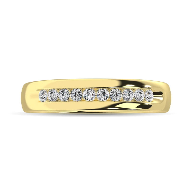 Heart-shaped engagement ring for women-14K Yellow Gold 1/4 Ct.Tw. Diamond Mens Machine Band