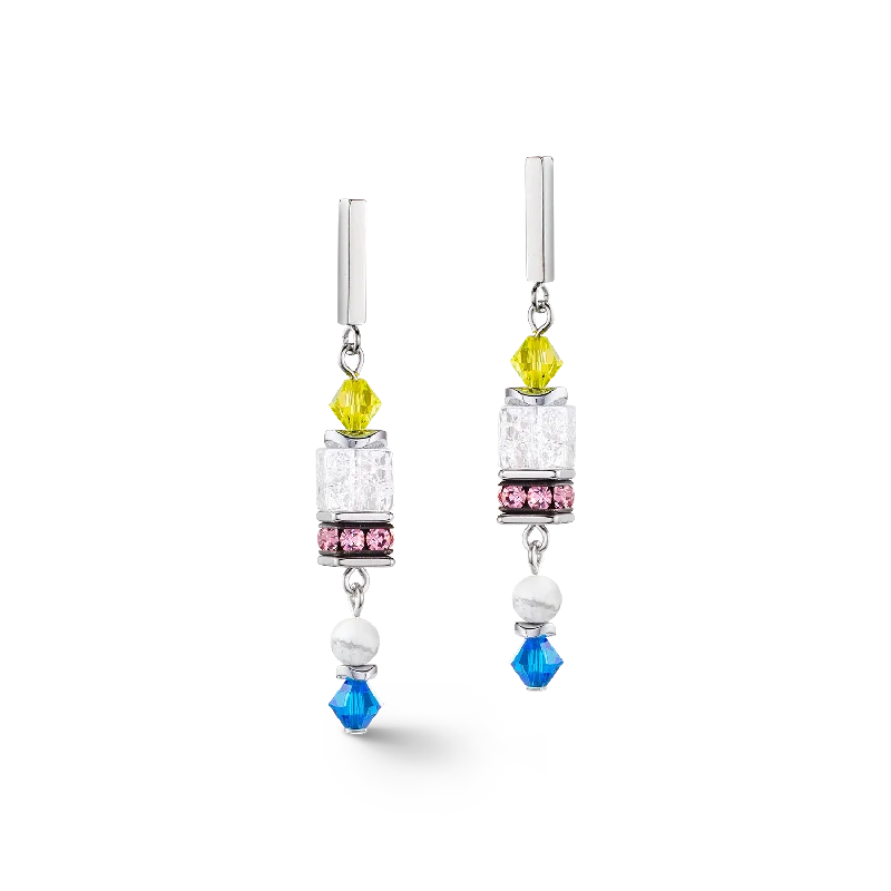 Hoop earrings with diamonds for women-Summer Dream earrings multicolour pastel