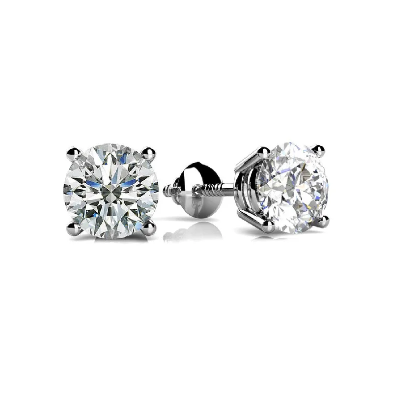 Engagement ring with filigree details for women-14K White Gold 4-Prong Solitaire Basket Studs with Lab Grown Diamond