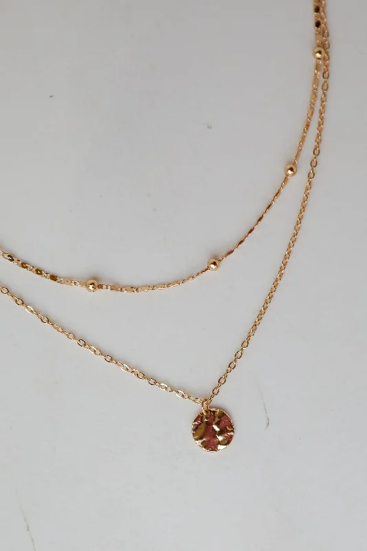 Charm necklace for women-Joanna Gold Layered Chain Necklace