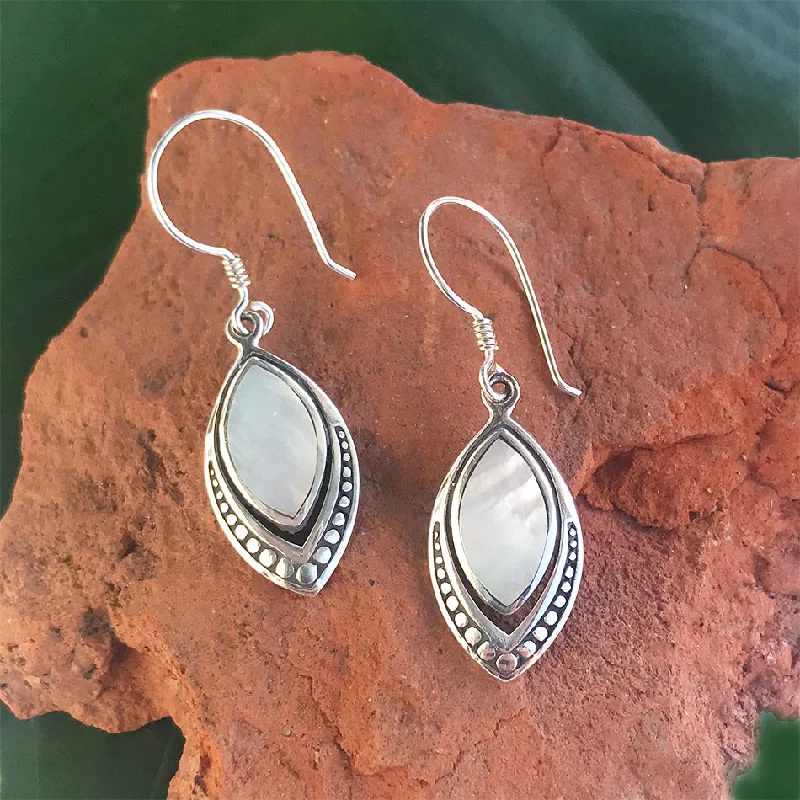 Simple diamond earrings for women-Translucent Earrings, Mother-of-Pearl - Sterling Silver, Indonesia